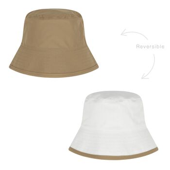 Baby Boys Beige & White Reversible Logo Hat 