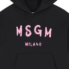 Girls Black Logo Hooded Top, 3, hi-res