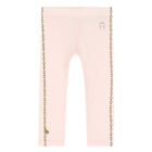 Younger Girls Pink Logo Leggings, 1, hi-res