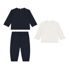 Baby Boys Navy Logo 3-Piece Tracksuit, 1, hi-res