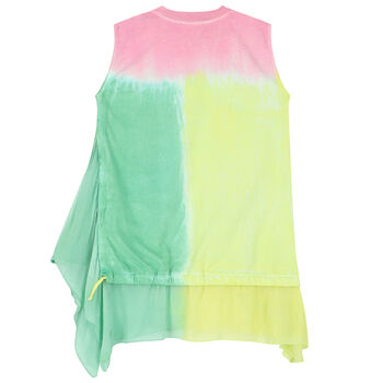 Girls Pink, Yellow & Green Logo Dress