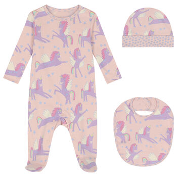 Baby Girls Pink Unicorn Babygrow Set