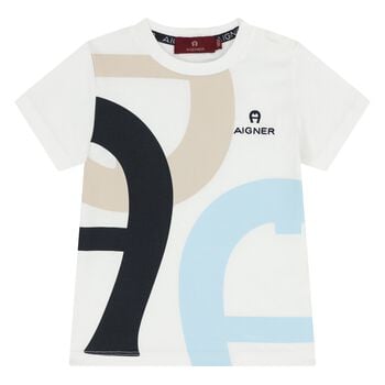 Younger Boys White Logo T-Shirt