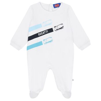 Baby Boys White Logo Babygrow