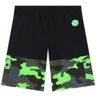 Boys Black Logo Shorts, 1, hi-res