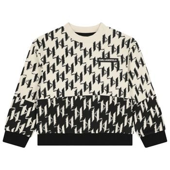 Boys Ivory & Black Logo Sweatshirt