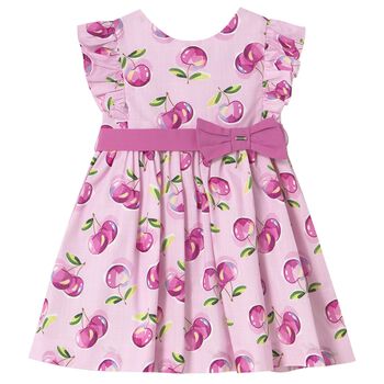 Younger Girls Pink Cherry Dress