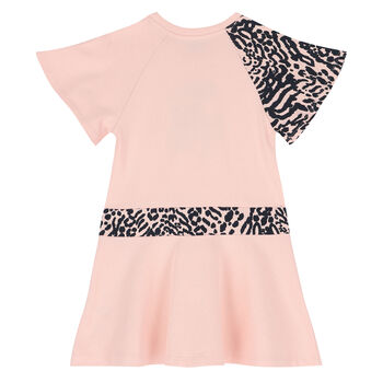 Girls Pink Logo Tiger Dress