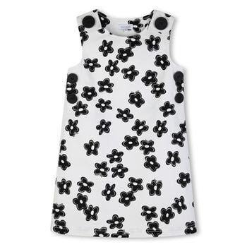 Girls White & Black Flower Dress
