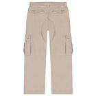 Boys Beige Logo Trousers, 1, hi-res