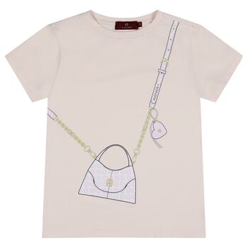 Girls Pink Bag Logo T-Shirt
