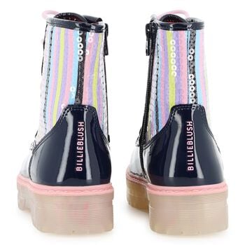 Girls Navy Blue Embellished Boots