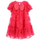 Girls Fuchsia Pink Floral Tulle Dress, 2, hi-res