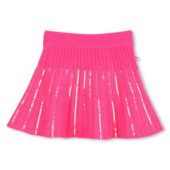 Girls Pink Embellished Knitted Skirt