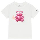 Girls White Teddy Bear Logo T-Shirt, 1, hi-res