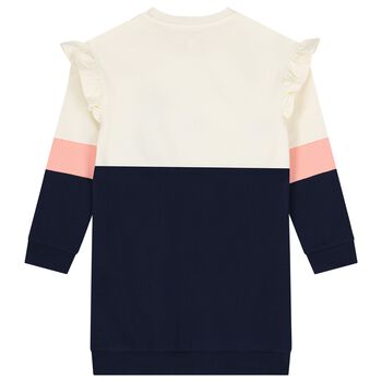 Girls Ivory Ruffled Sweatshirt Dress