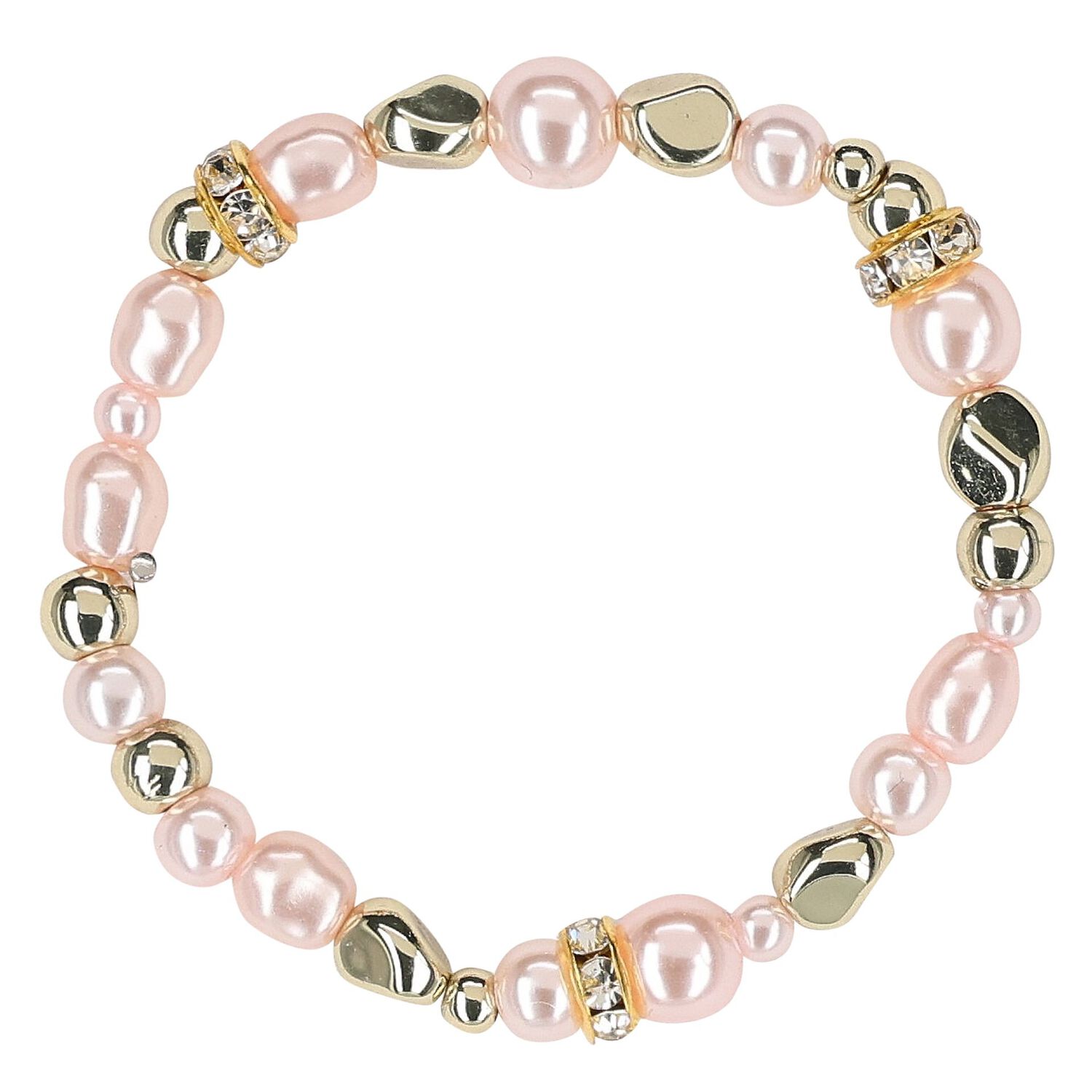 Girls Pink & Gold Beaded Bracelets (4 Pack), 1, hi-res