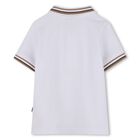 Younger Boys White Logo Polo Shirt, 2, hi-res