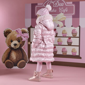 Girls Metallic Pink Faux Leather Bow Boots