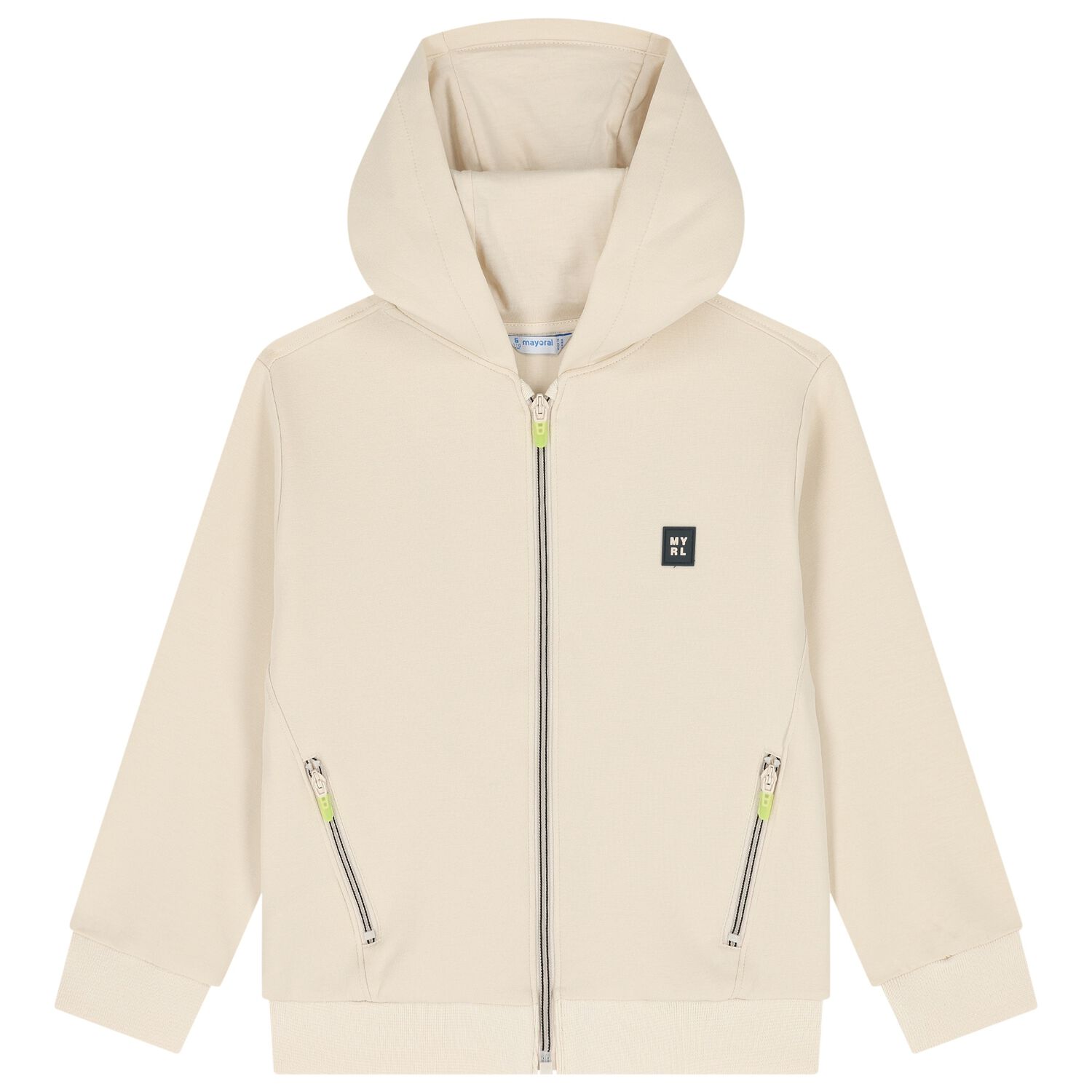 Boys Beige Zip Up Top, 2, hi-res