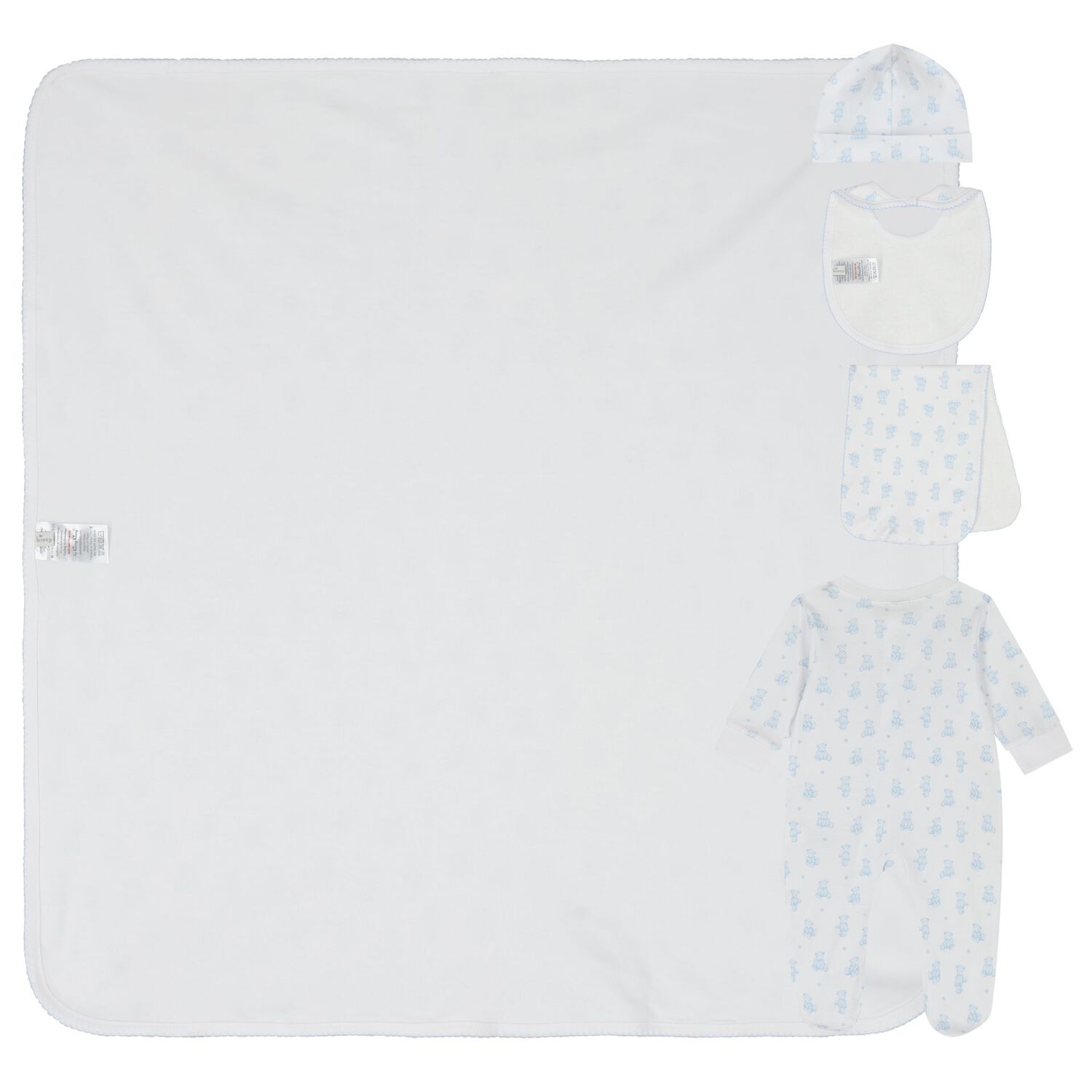 Baby Boys White & Blue Teddy Bear Babygrow Gift Set, 1, hi-res