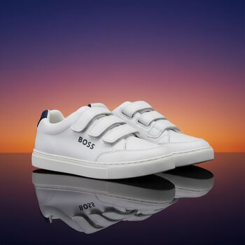 Boys White Logo Trainers