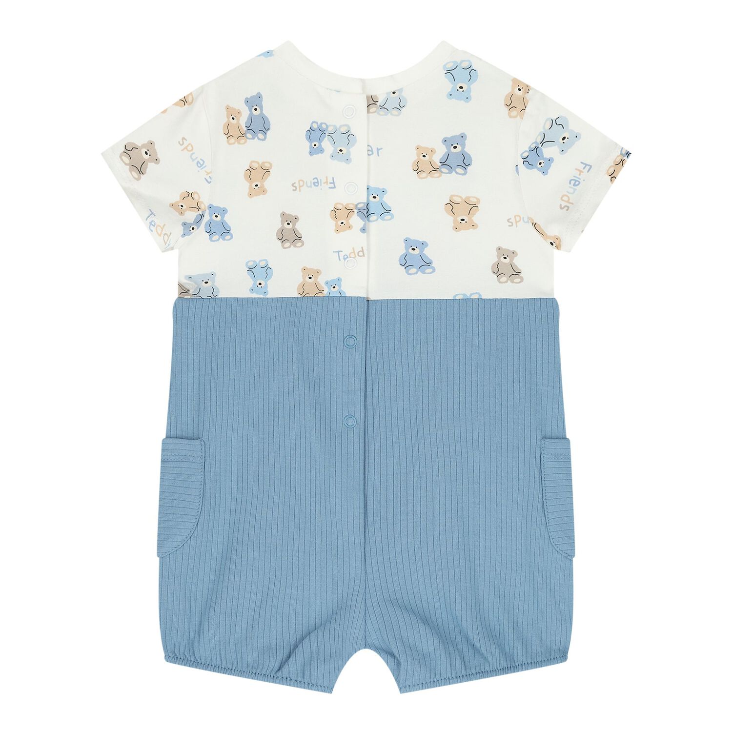 Baby Boys White & Blue Romper Set, 2, hi-res