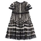 Girls Black & Beige Ruffled Tulle Dress, 1, hi-res
