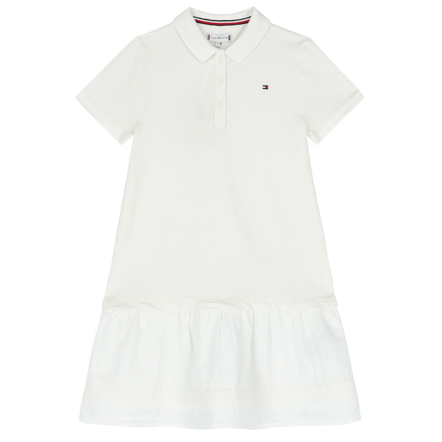 Girls White Logo Polo Dress, 1, hi-res