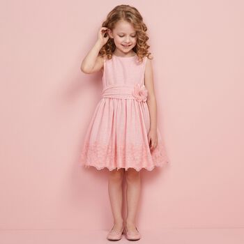Girls Pink Floral Lace Dress