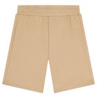 Boys Beige Logo Shorts, 1, hi-res