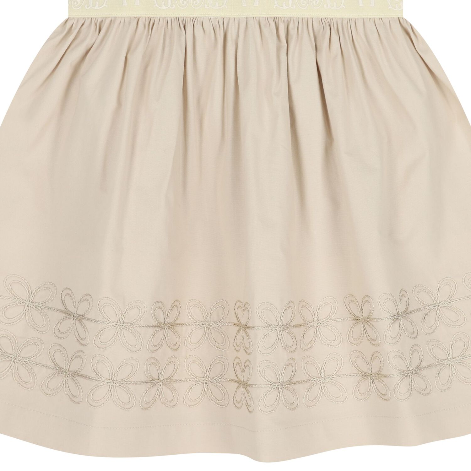 فستان باللون البيج للبنات بشعار, 2, hi-res