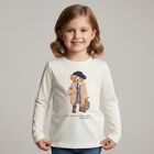 Girls White Polo Bear Long Sleeve Top, 1, hi-res
