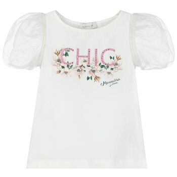 Girls Ivory Embellished T-Shirt
