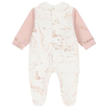 Baby Girls Pink & Ivory Geo Map Babygrow