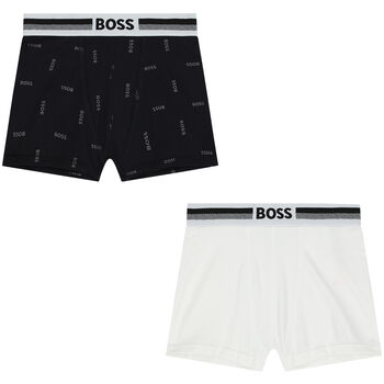 Boys White & Black Boxers (2 Pack)