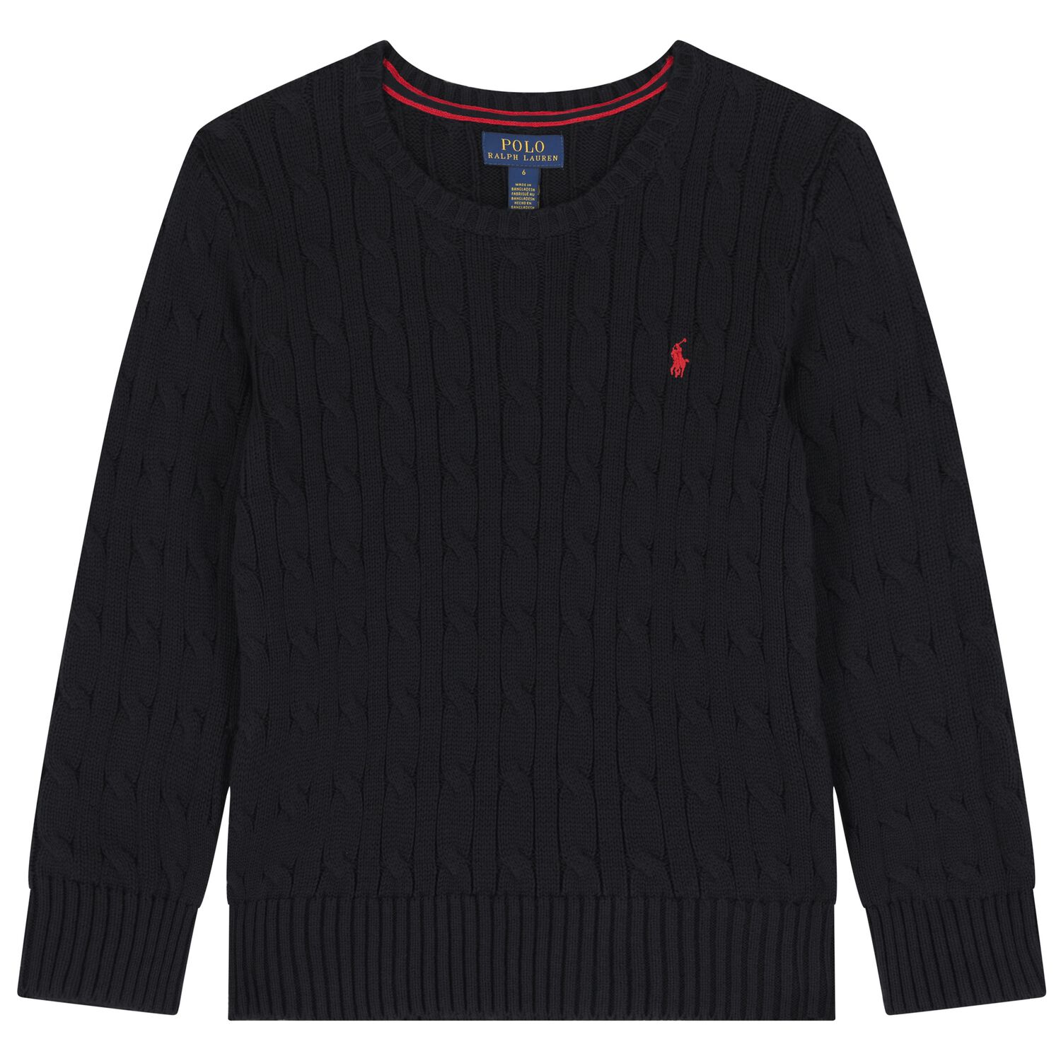 Boys Black Logo Cable Knit Jumper, 1, hi-res image number null