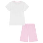 Girls White & Pink Kuromi Shorts Set, 1, hi-res