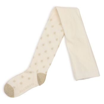 Girls Ivory & Gold Star Tights