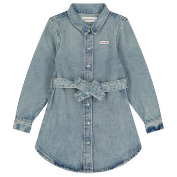 Girls Blue Logo Denim Dress