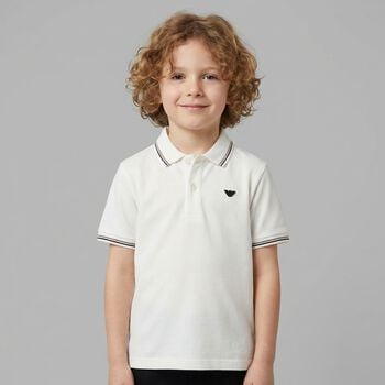 Boys White Logo Polo Shirt 