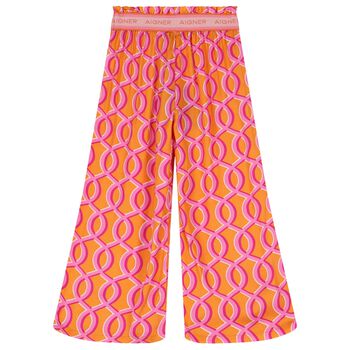 Girls Orange Logo Trousers