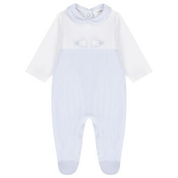 Baby Boys White & Blue Babygrow