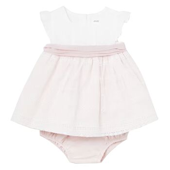 Baby Girls White & Pink Dress Set
