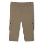 Younger Boys Beige Logo Trousers, 1, hi-res