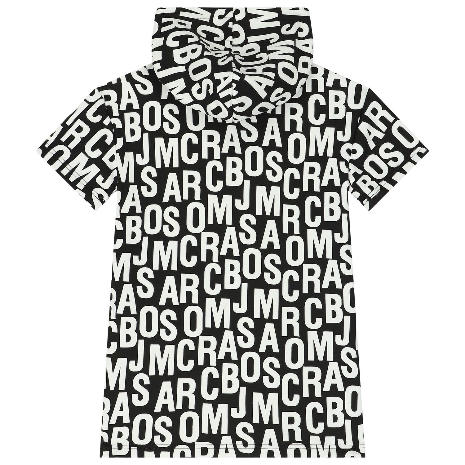 Girls Black & White Logo Hooded Dress, 1, hi-res image number null