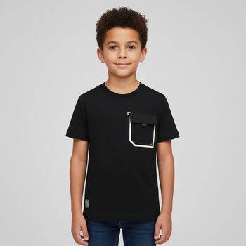 Boys Black Cotton T-Shirt