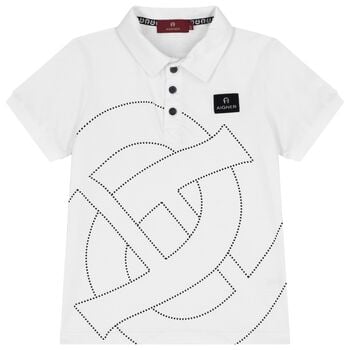 Boys White Logo Polo Shirt