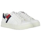 Boys White Logo Trainers, 1, hi-res
