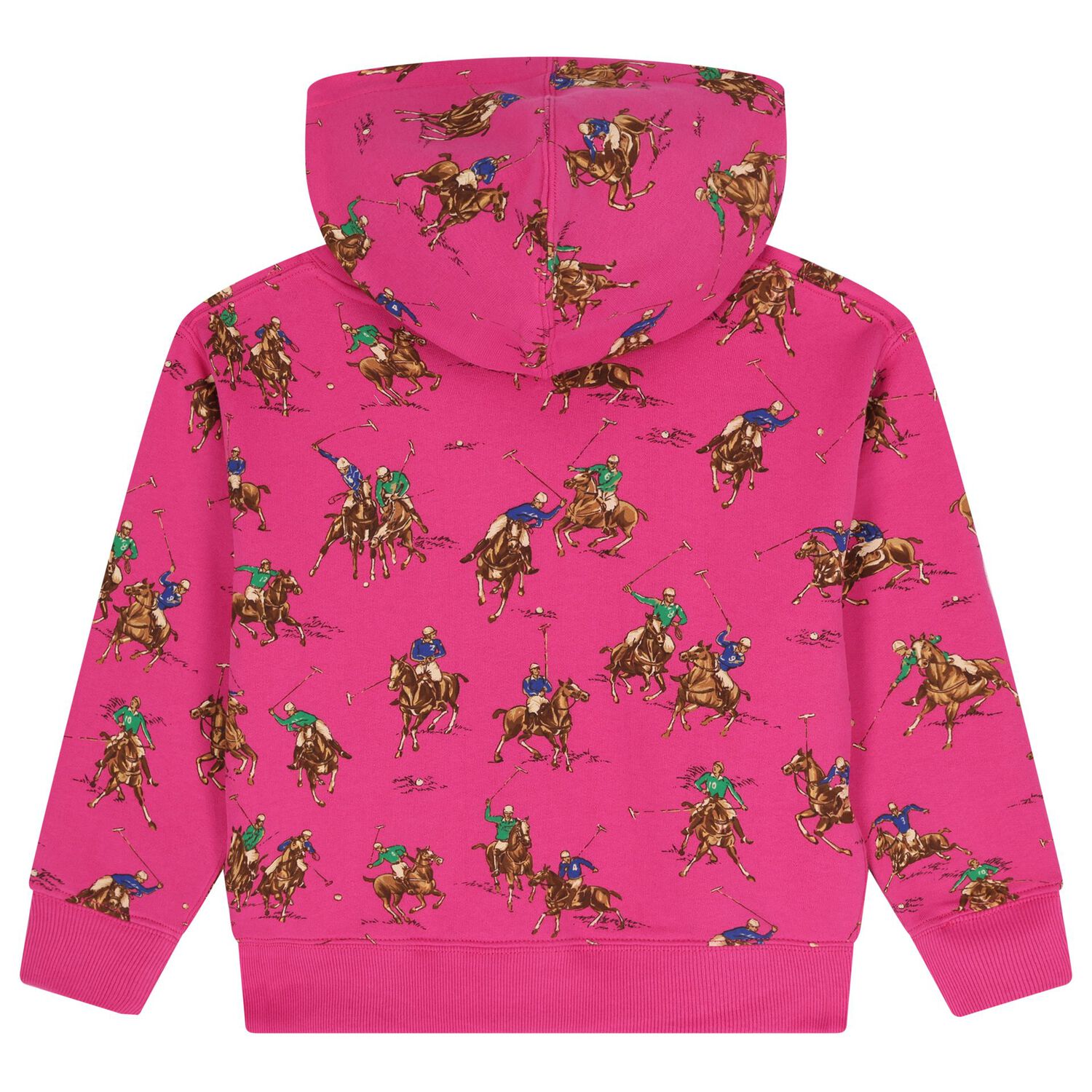 Girls Pink Polo Player Hooded Top, 1, hi-res